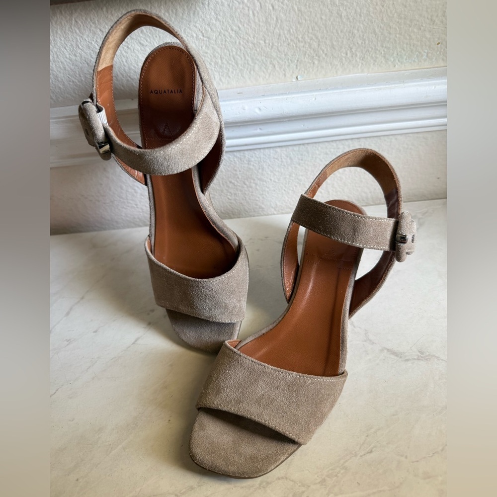 Aquatalia Tan Suede Heels